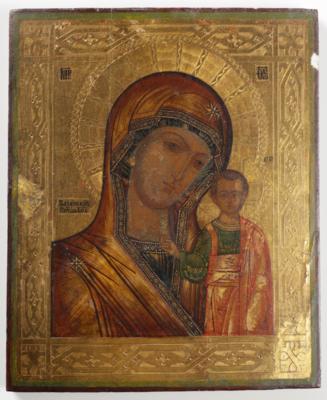 Russische Ikone "Gottesmutter von Kazan", Moskau, 1. Hälfte 19. Jahrhundert - Umění a starožitnosti