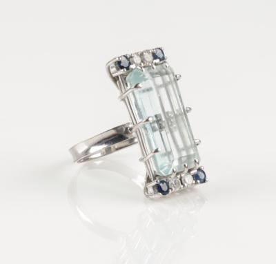 Brillant Saphir Aquamarin Ring - Klenoty a Hodinky