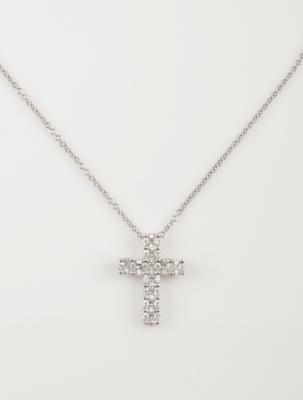 Diamantkreuz auf Ankerkette zus. ca. 1,80 ct - Gioielli e orologi