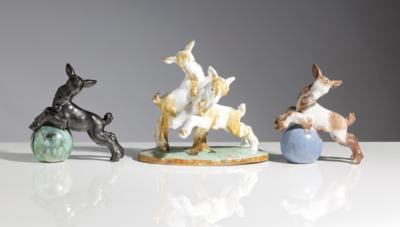 Drei Figuren "Zicklein", Hilde Dittrich (tätig für Schleiss Gmunden), Gmunden - Arte, antiquariato e gioielli