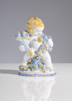 Putto mit Füllhorn, Entwurf Fritz Seibe, Ausführung Fa. Sommerhuber, Steyr, um 1920 - Arte, antiquariato e gioielli