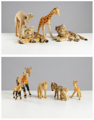 Sammlung von zehn Steiff Tieren "Afrika", Mitte 20. Jahrhundert - Antiquitäten, Möbel & Teppiche