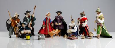 Weihnachtskrippe mit Wachsfiguren, Österreich, um 1980 - Umění, starožitnosti, šperky