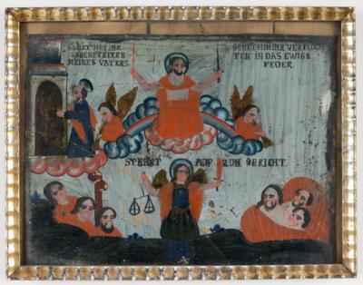 Großes Hinterglasbild "Grablegung Christi", Sandl in Oberösterreich, 1. Hälfte 19. Jahrhundert - Kunst & Antiquitäten