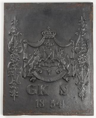 Kaminplatte mit Wappenschild Königreich Bayern, datiert 1854 - Umění, starožitnosti, šperky