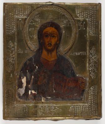 Russische Ikone "Christus Pantokrator", 19. Jahrhundert - Umění, starožitnosti, šperky