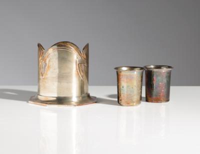 Wiener Silber Flaschenhalter, 2 deutsche Taufbecher, Anfang 20. Jahrhundert - Umění, starožitnosti, šperky