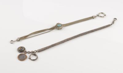 2 Uhrketten mit 2 Anhänger um 1900 - Jewellery and watches