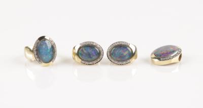 Brillant Opal Schmuckset, Brillanten zus. ca. 0,80 ct - Jewellery and watches