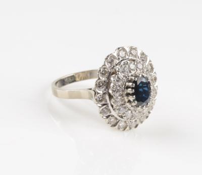 Brillant Saphirring, Brillanten zus.1,39 ct (grav.) - Jewellery and watches