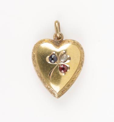 Diamant Schmuckstein Anhänger Herz um 1900 - Jewellery and watches