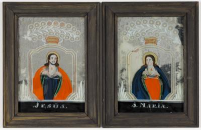 Paar Hinterglasbilder, Buchers, Südböhmen, 19. Jahrhundert - Arte, antiquariato, mobili e tecnologia