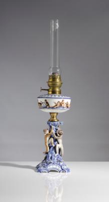Petroleum Leuchte "Affenbande", Ernst Bohne  &  Söhne, Rudolstadt, Ende 19. Jahrhundert - Umění, starožitnosti, nábytek a technika