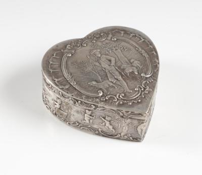 Silber Deckeldose in Herzform, um 1900 - Kunst & Antiquitäten