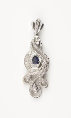 Brillant Diamant Saphir Anhänger zus. ca. 1,65 ct - Gioielli e orologi