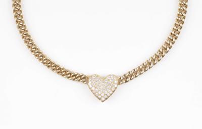 Brillant Herzcollier, zus. ca. 2,80 ct - Schmuck & Uhren