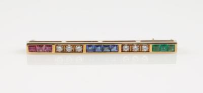 Brillant Farbstein Brosche - Jewellery and watches