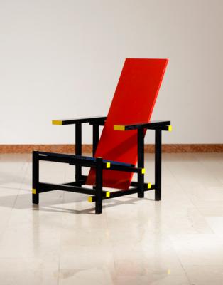 Armlehnsessel, sog. "Red-Blue-Chair" ("Rood Blauwe Stoel"), Entwurf Gerrit Rietveld (1888-1964) um 1918, spätere Ausführung - Kunst & Antiquitäten