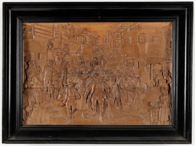 Holzrelief "Das letzte Aufgebot", nach Franz von Defregger (1835-1921), Anfang 20. Jahrhundert - Umění, starožitnosti, šperky