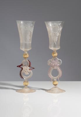 Paar Murano Pokale, Italien, Mitte 20. Jahrhundert - Kunst & Antiquitäten