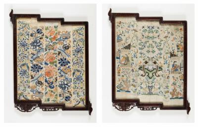 Zwei chinesische Stickarbeiten, um 1900 - Umění, starožitnosti, šperky