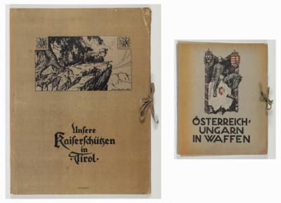 Zwei Mappen: "Österreich-Ungarn in Waffen", 1916, "Unsere Kaiserschützen in Tirol", 1917 - Umění, starožitnosti, šperky