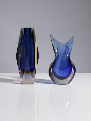 Zwei Vasen, Entwurf Flavio Poli (1900-1984) für Seguso Vetri d'Arte, Murano, um 1950/60 - Umění, starožitnosti, šperky