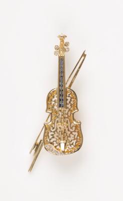 Brillant Saphir Violinenanhänger/Brosche - Jewellery and watches