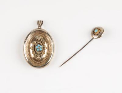 Medaillon und Anstecknadel um 1900 - Jewellery and watches
