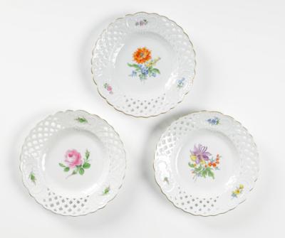 Drei Dessertteller, Porzellanmanufaktur Meissen, Ende 20. Jahrhundert - Umění, starožitnosti, šperky