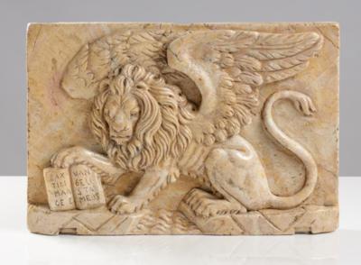 Italienische Reliefplatte mit Markuslöwen, Symbol des Evangelisten Markus und Wahrzeichen Venedigs - Antiques, art and jewellery