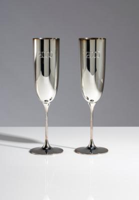 Paar Silber Sektgläser "Millenium Champagner Kelch", Fa. Robbe  &  Berking, um 2000 - Umění, starožitnosti, šperky
