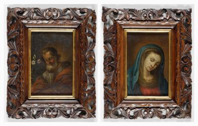 Zwei Andachtsbilder "Hll. Maria und Joseph", um 1800 - Antiques, art and jewellery
