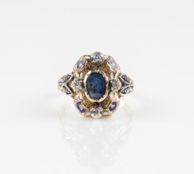 Diamant Saphirring um 1900 - Klenoty a Hodinky