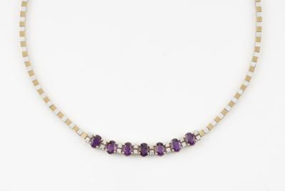 Brillant Amethyst Collier zus. ca. 0,80 ct - Jewellery and watches