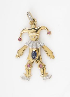 Brillant Saphir Rubin Harlekin Anhänger - Jewellery and watches