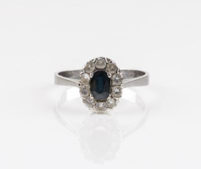 Brillant Saphirring, Brillanten zus. ca. 0,60 ct - Schmuck & Uhren