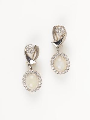 Diamant Opal Ohrclips, Diamanten zus. ca. 1,0 ct - Gioielli e orologi