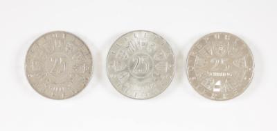 100 Stk. Silbermünzen ATS 25.- - Umění a starožitnosti