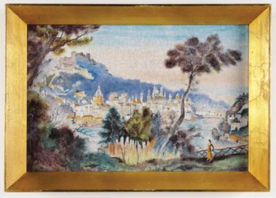 Bildplatte "Blick über Salzburg", Ernst August Mandelsloh (1886-1962), Schleiss Gmunden, um 1940 - Kunst & Antiquitäten