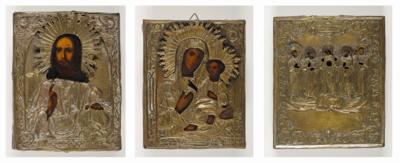 Drei Ikonen mit Oklad, 19. Jahrhundert - Arte e antiquariato