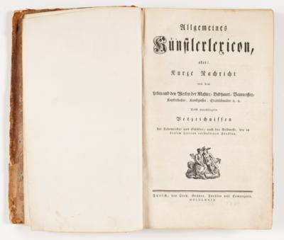 Künstlerlexikon, Zürich, 1779 - Umění a starožitnosti