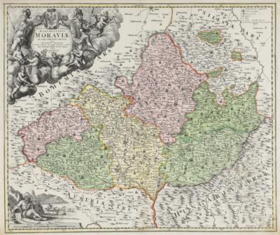 Landkarte von Mähren, Johann Baptist Homann (1664-1724), um 1720 - Umění a starožitnosti