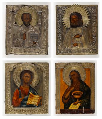 Vier Ikonen mit Oklad "Christus", 19. Jahrhundert - Arte e antiquariato