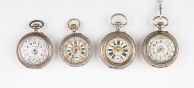4 Taschenuhren, 1 Uhrkette - Schmuck & Uhren