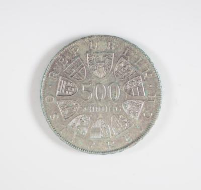 6 Stk. Silbermünzen ATS 500.- - Umění a starožitnosti