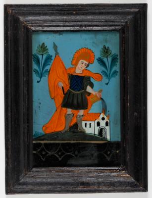 Hinterglasbild "Hl. Florian", Sandl, 19. Jahrhundert - Art & Antiques