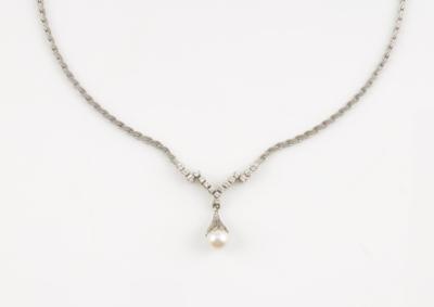 Brillant Kulturperlencollier zus. ca. 0,65 ct - Gioielli & orologi