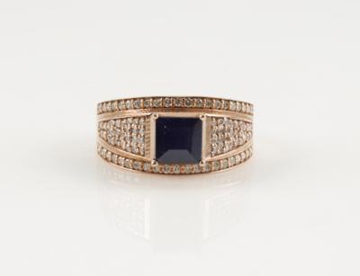 Brillant Saphir Ring Brillanten zus. ca. 0,80 ct - Jewellery & watches