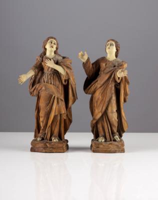 Paar Assistenzfiguren "Hll. Maria und Johannes", Oberösterreich, 18./19. Jahhrundert - Kunst & Antiquitäten
